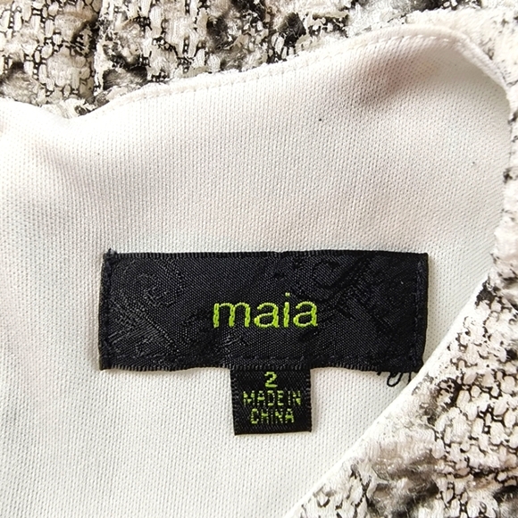 MAIA Sheath Dress Black and Gray TexturedSnakeskin 3/4 Sleeve Knee Length Size 2 - Picture 10 of 10